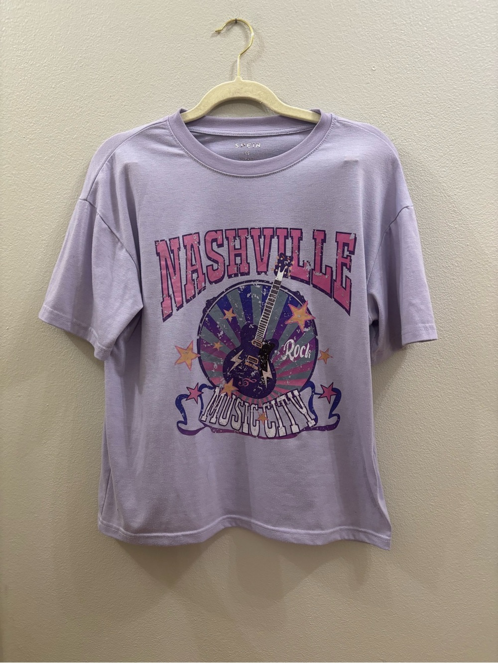 SHEIN Lavender Nashville Graphic Short Sleeve Tee